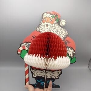 VINTAGE Honeycomb Tissue SANTA CLAUS 1978 BEISTLE Christmas Centerpiece Decor